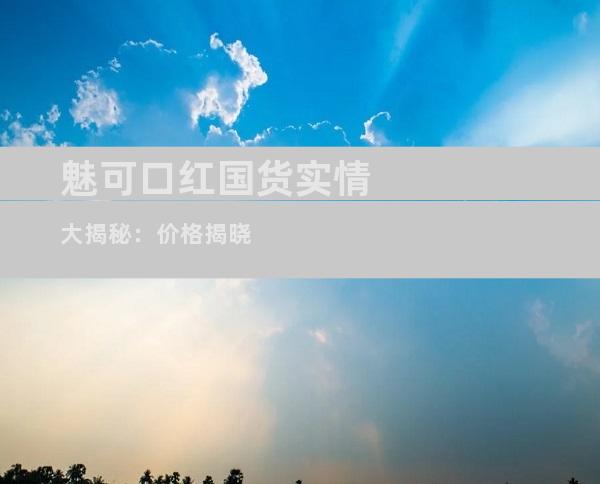 魅可口红国货实情大揭秘：价格揭晓